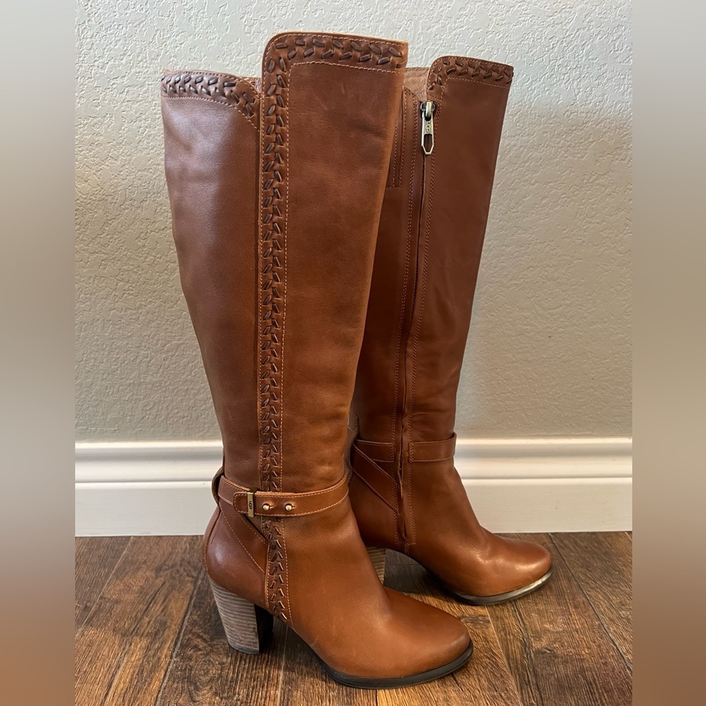 UGG Claudine Leather knee high tall boots, high heel